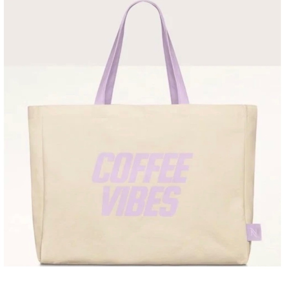 Nespresso Coffee Vibes Canvas Tote Bag Cream Lavender Large One Size